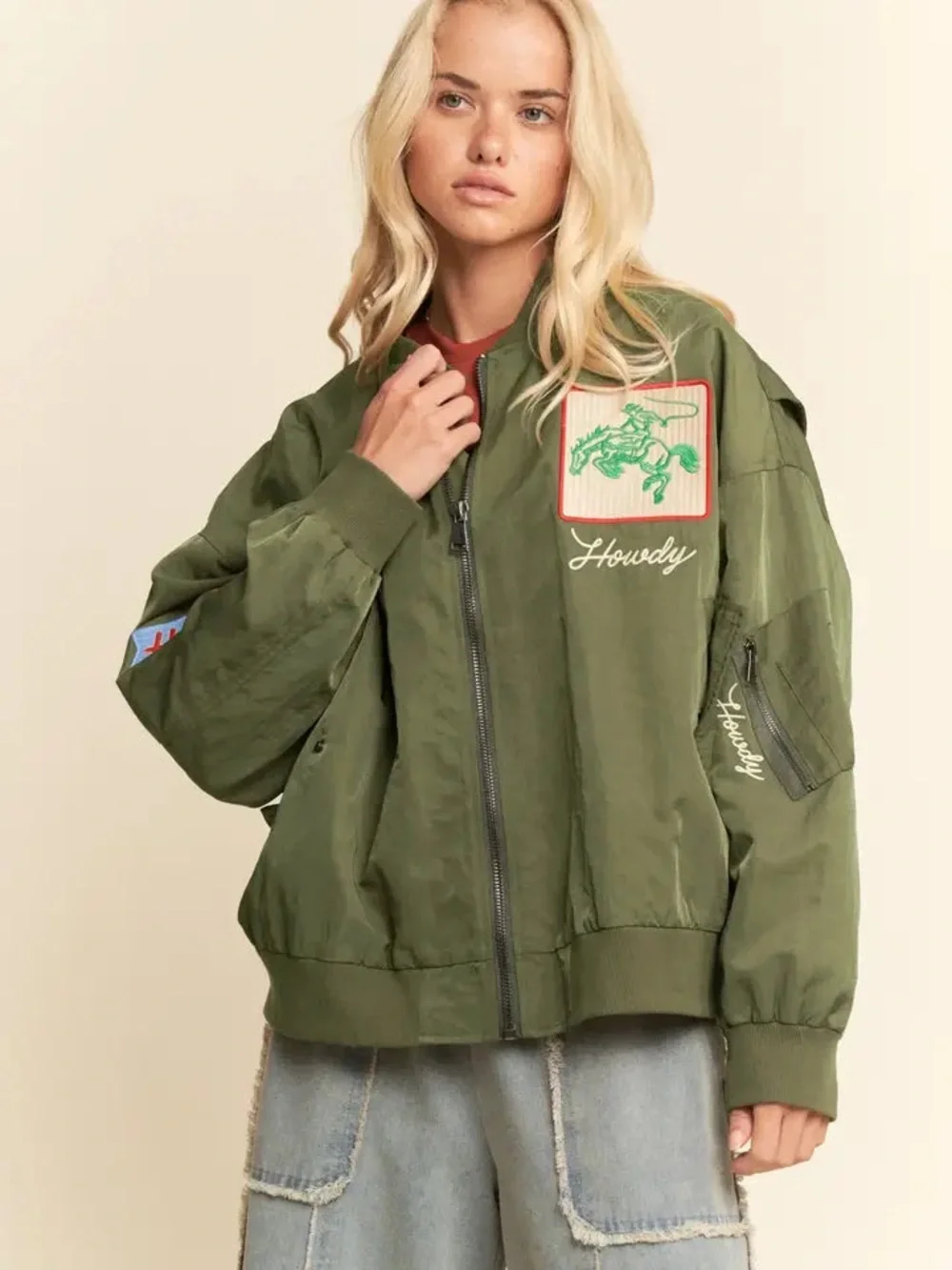 Olive Green Bomber Jacket West Voast Rodeo